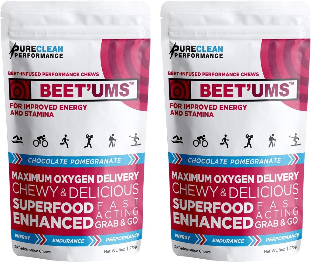 BEET'UMS Τσίχλες τεύτλων - Premium Βιολογικό συμπλήρωμα σκόνης χυμού τεύτλων - Nitric Oxide Energy & Blood Flow Circulation Support - Real Chocolate Ρόδι Τσίχλες Υγείας με 7 Superfoods (2)