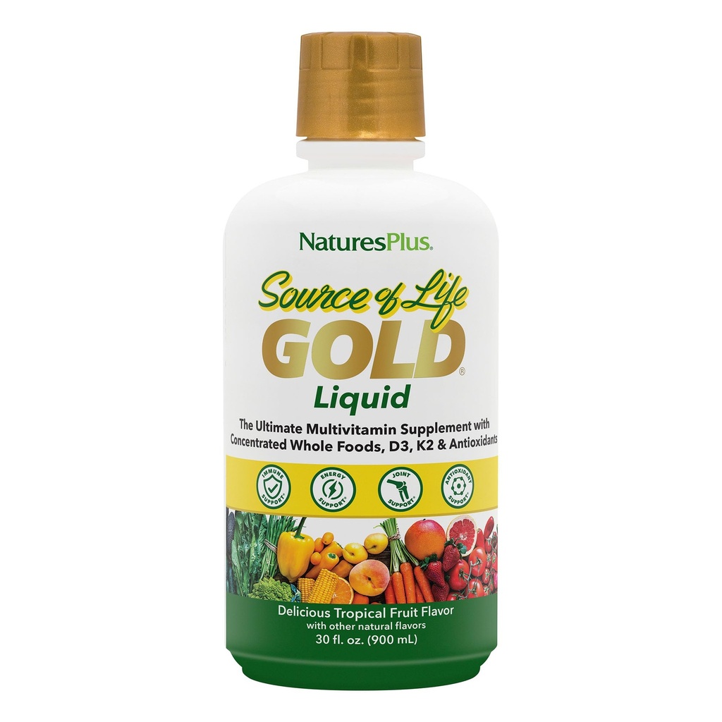 NaturesPlus Life Gold Multivitamin Liquid 30 oz Supports Energy Production, Sağlıklı Immune System & Well-Being Vitamins D3, B12, K2 & Over 120 Tüm Gıda Nutrients - 30 Hizmet