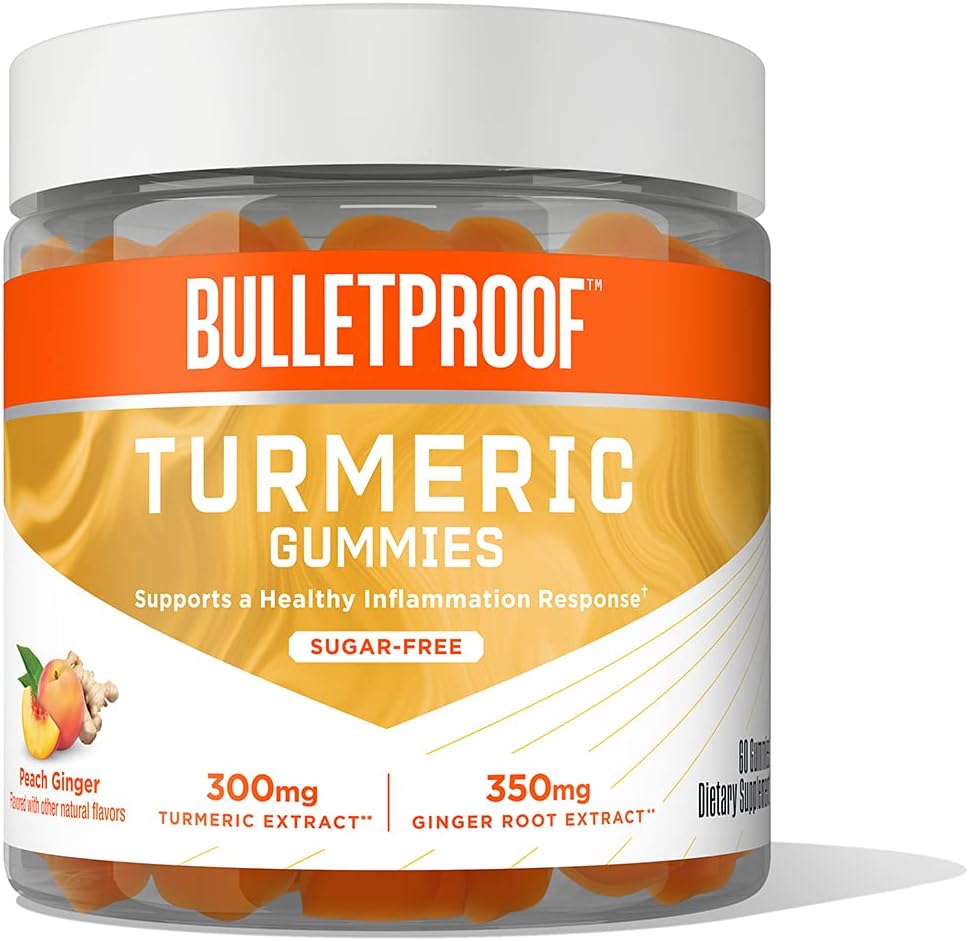 Kurşunlu Sugar-Free Peach Ginger Turmeric Gummies, 60 Kont, Chem Supplement for Joint and Inflammation Response Support, New and Improv Flavor and texure, Packaging May Vary