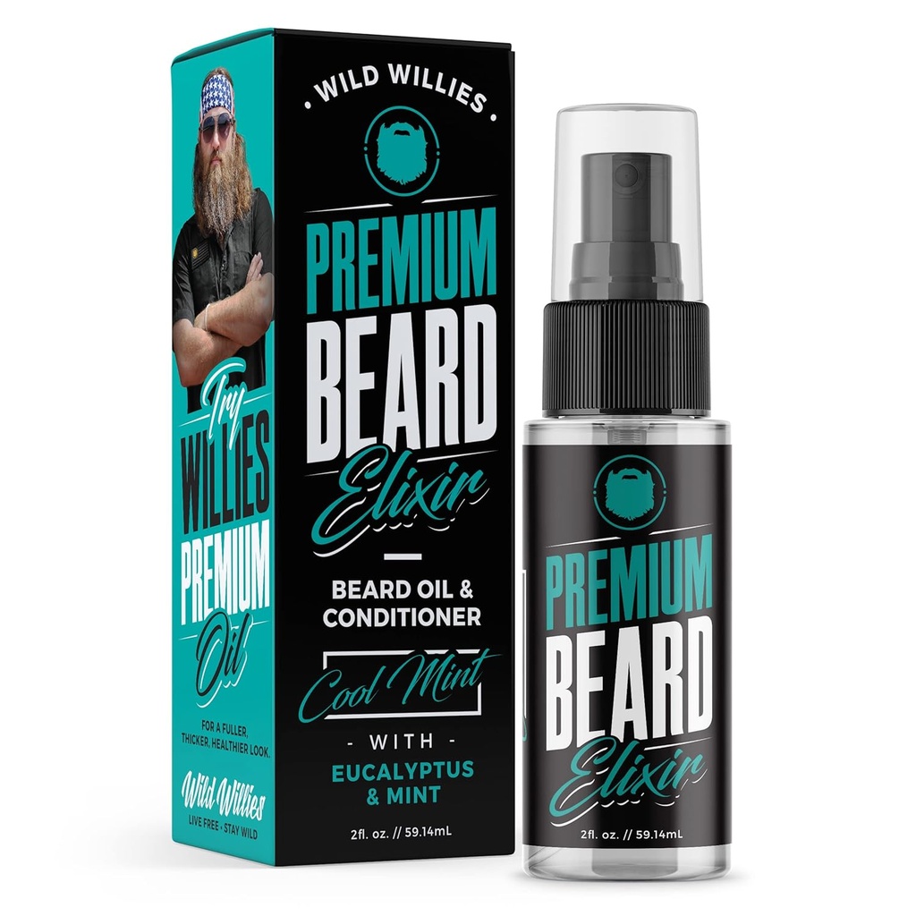 Vahşi Willies Premium Ayıd Oil & Conditioner Natural, Organik Malzemeler Hızlı Ayıd Büyümeyi Teşvik Ediyor, Takes Itch & Dandruff - Deep Softener Tedavisi Moisture - 2 Oz, Cool Mint Scent