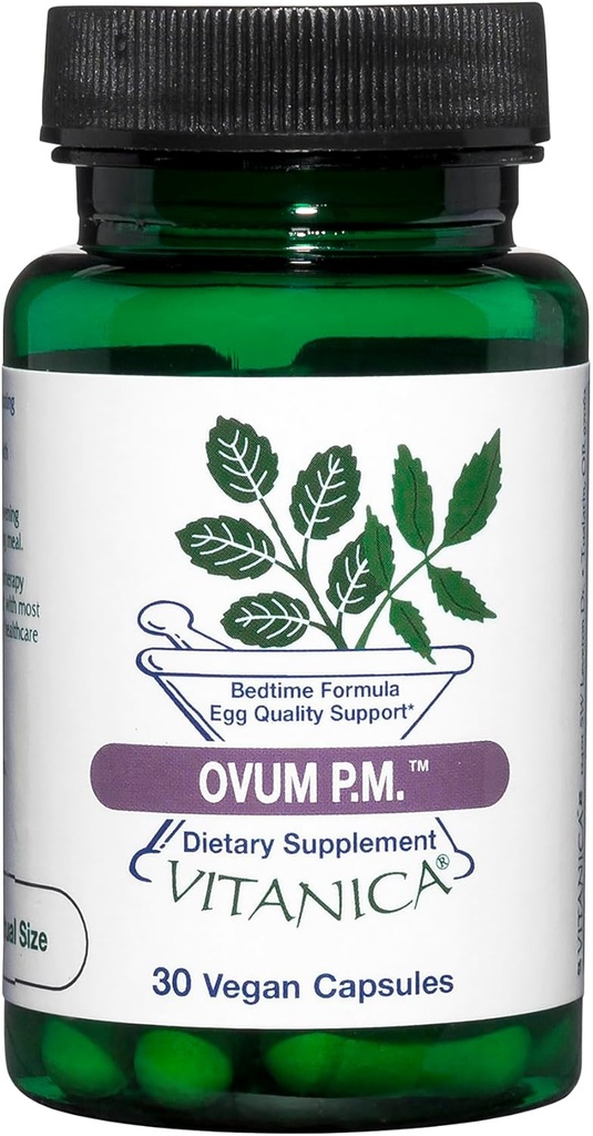 Vitanica Ovum P.M. - Egg Quality Support with Vitamin D3, Alpha Lipoic Acid & Melatonin - Ovum A.M. - Herbal Diyetary Supplement for Women's Health - Pro Logo - 30 Vegan Caps