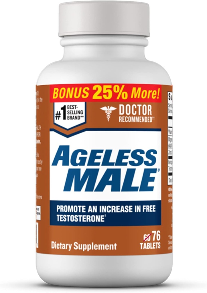 Yaşsız Erkek için Ücretsiz testosteron ATM Supplement, 76 Tablet