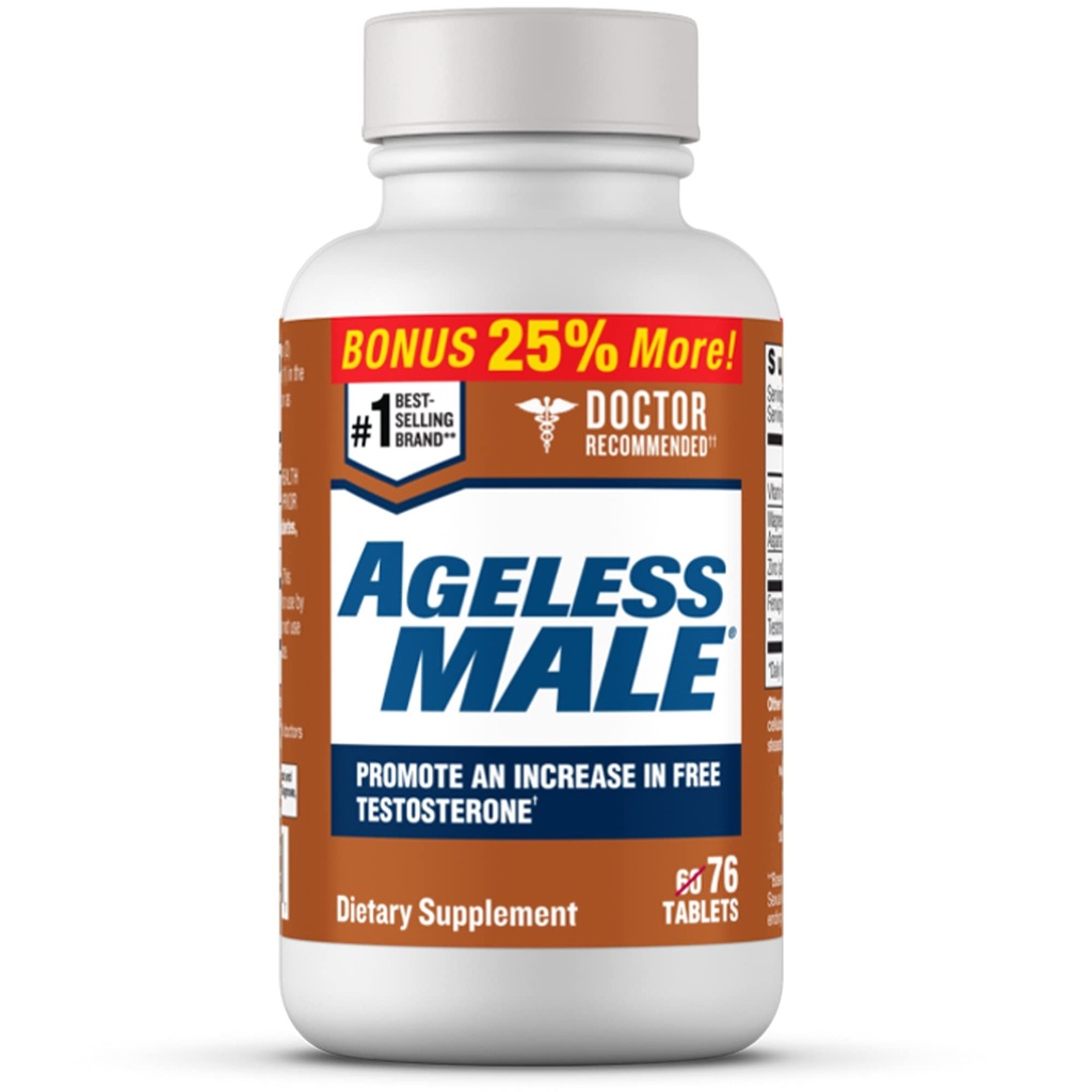 Yaşsız Erkek için Ücretsiz testosteron ATM Supplement, 76 Tablet