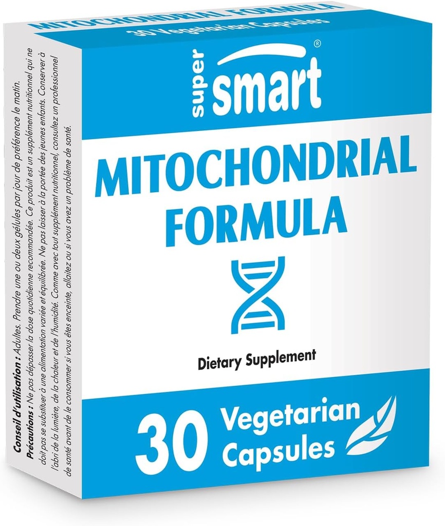 SuperSmart - Mitochondrial Formula (Advanced Formula) - PQ, R-Lipoic Acid, Acetyl-L-Carnitine - Mitochondrial Supplement | Non-GMO & Gluten Free - 30 Vegetarian Capsules