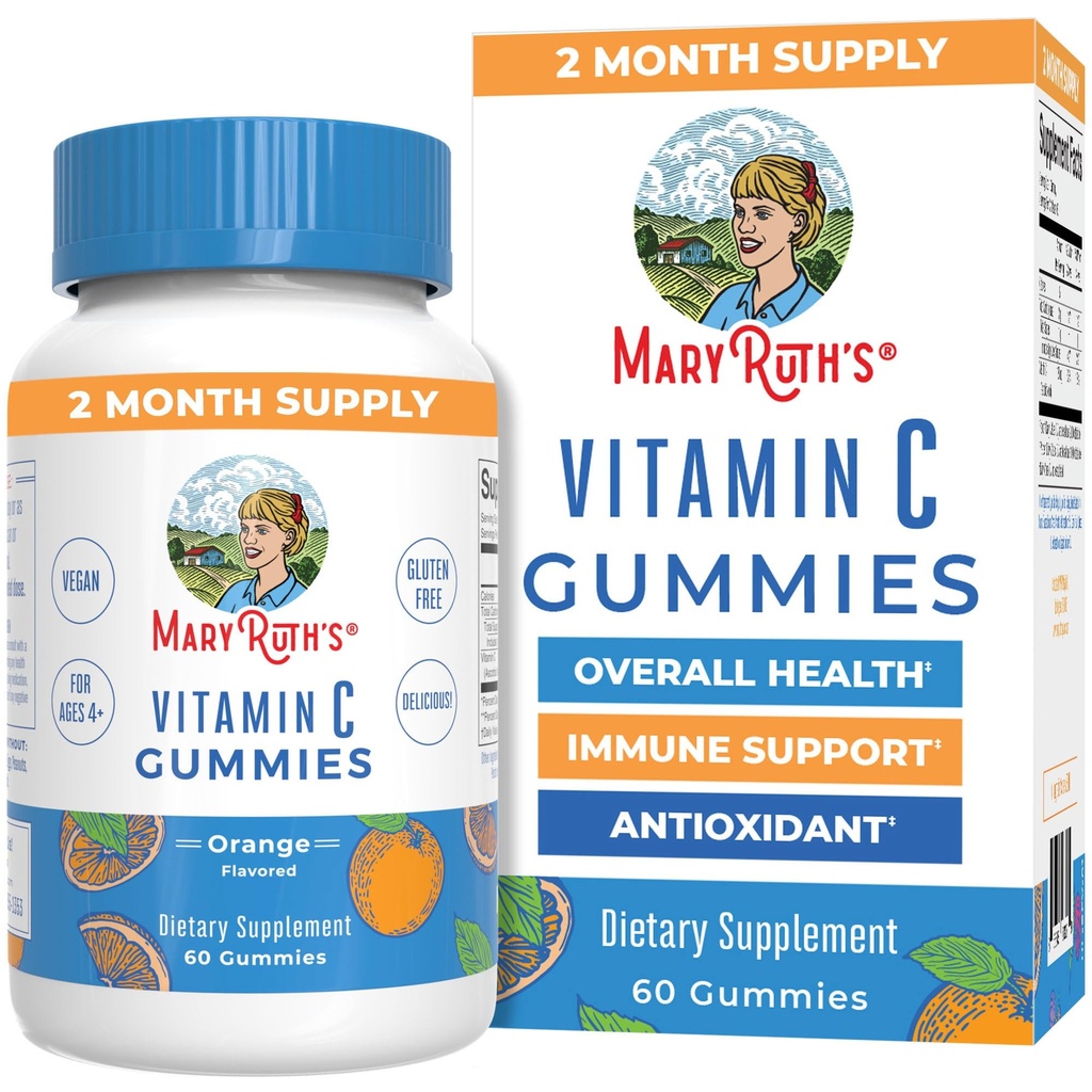 MaryRuth Organics Vegan C Gummies | 2 Ay Supply | Immune Support Supplement for Yetişkinler & Kids | Chewable Vitamin C Gummy Vitamins | Non-GMO | Pectin Based | 60 Count