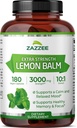 Zazzee Organik Limon Balm 10:1 Ekstraksiyon, Capsule başına 3000 mg Güçlü, 180 Vegan Capsules, 6 Ay Supply, Standartlaştırılmış ve Yoğun 10X Ekstraksiyon, %100 Vejetaryen, All-Doğal ve Non-GMOMO