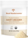 Real Mushrooms Functional Dairy Creamer with Mushroom Extracts – Γλυκασμένη με οργανική σκόνη Lucuma & Maple – Λειτουργική Βιολογική Κρέμα – 90 Σερβιέτες, Τσάι, Smoothie & Coffee Creamer Σκόνη