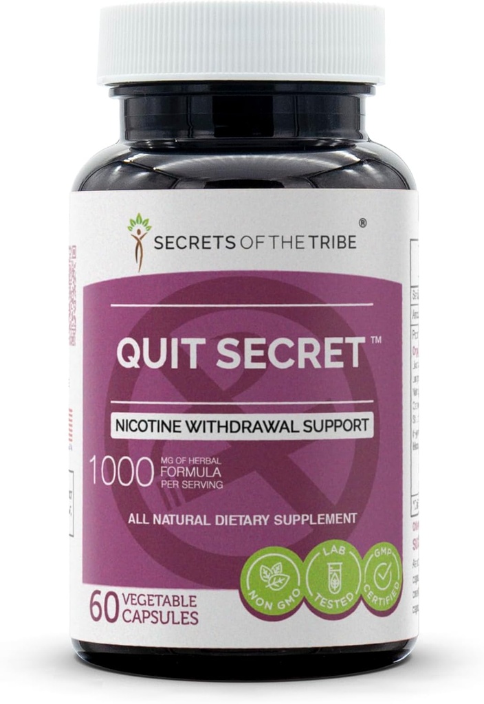 Secrets of the Tribe - Quit Secret, Nicotine Withdrawal Support, Herbal Supplement Blend (60 Capsules)