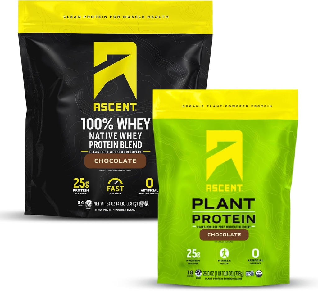 Ascent Whey 4 lb + Plant Protein Toz 18 Hizmet - Çikolata