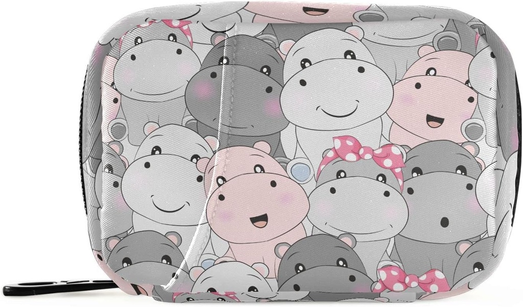 Pill Box Hippo Cartoon 7 Day Pill Case Travel Pill Organizer Bag with diamond Weekly Vitamin Medicine Supplementrec Pouch Bag