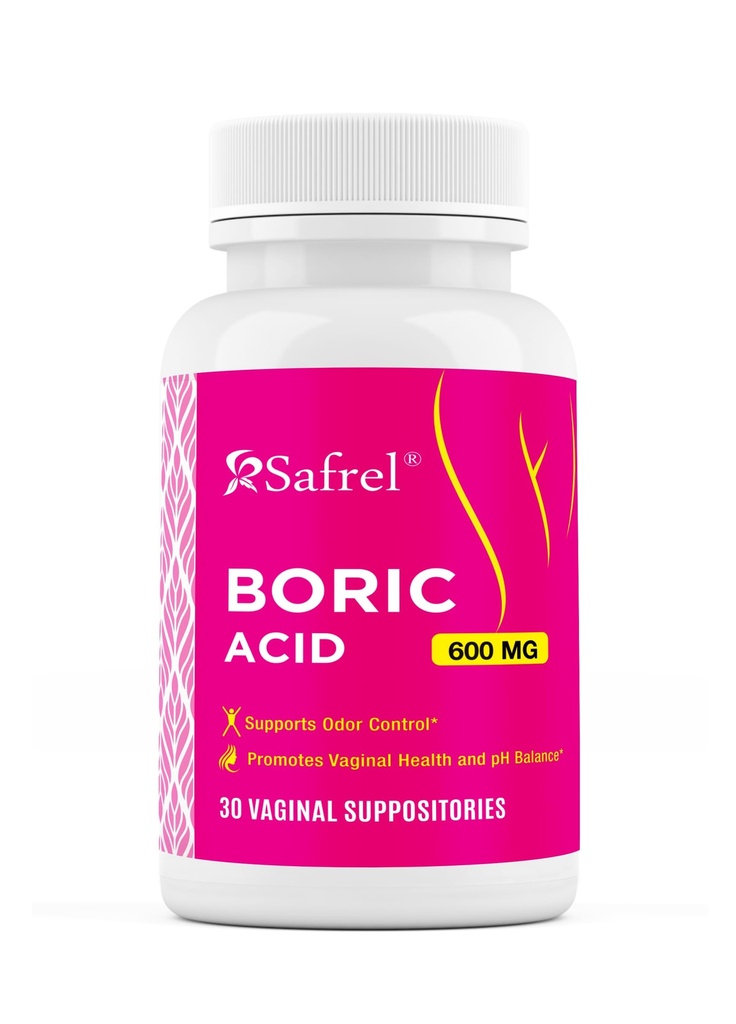 Safrel Boric Acid Vaginal Suppositories - ABD'de% 100 Pure Made - Intimate Health Support, Vaginal Health and pH, Odor Control Count (30 ( 1)