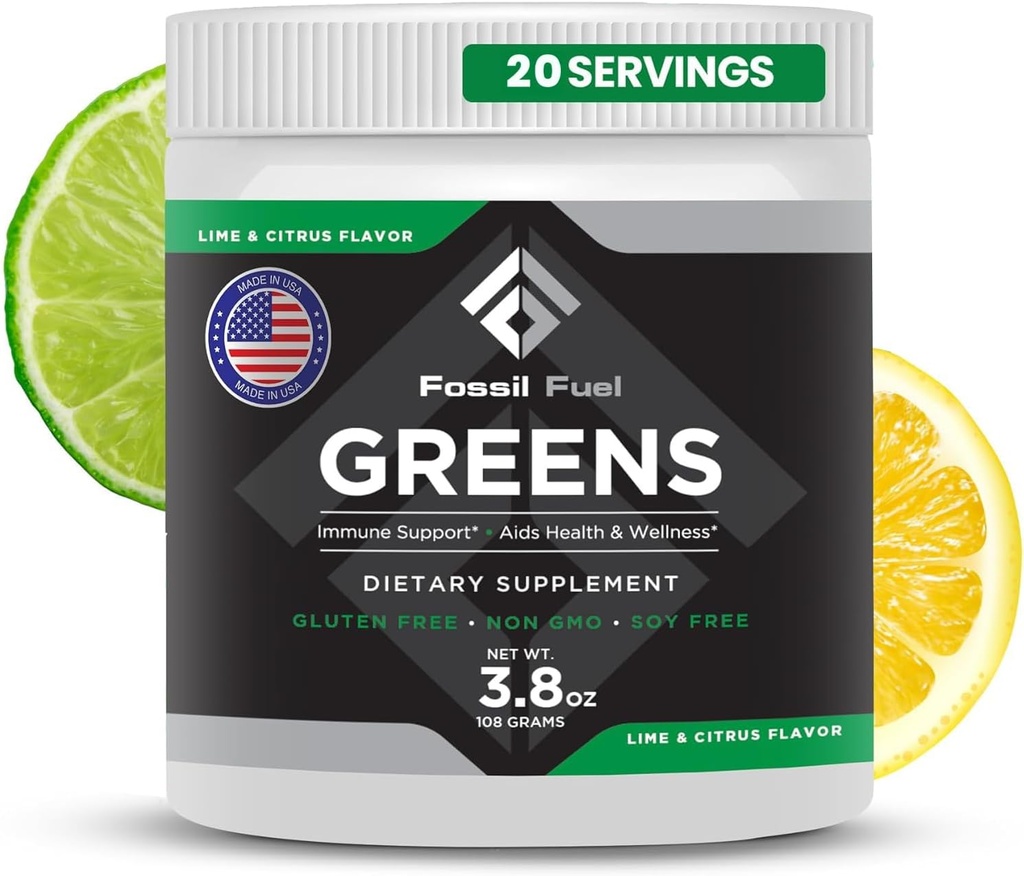 Fossil Yakıt Süper Yeşiller Toz Premium Superfood | 40+ Organik Nutrients | Yeşil Veggie Tüm Gıdalar, Buğdaylar, Spirulina, Enerji için Kale, Gut Health, Detox Cleanse (20 hizmet)