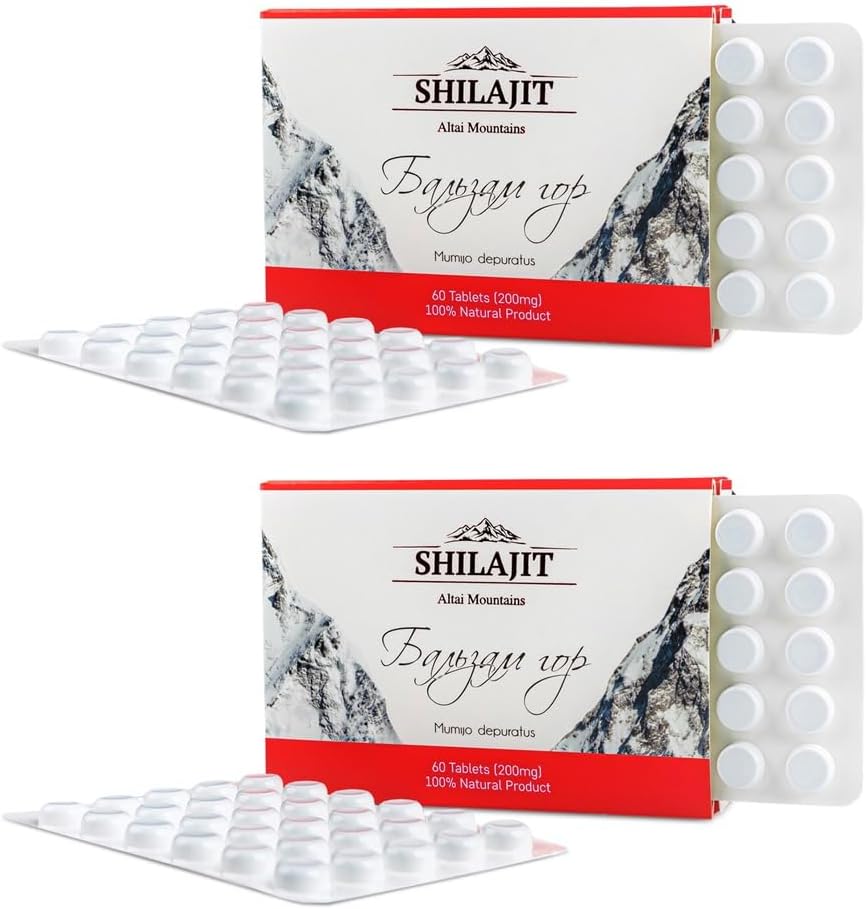 Altai Shilajit 120 δισκία ετικέτα Mountain Balsam - Original Altai Siberian 100% Pure Fulvic Acid and Trace Minerals