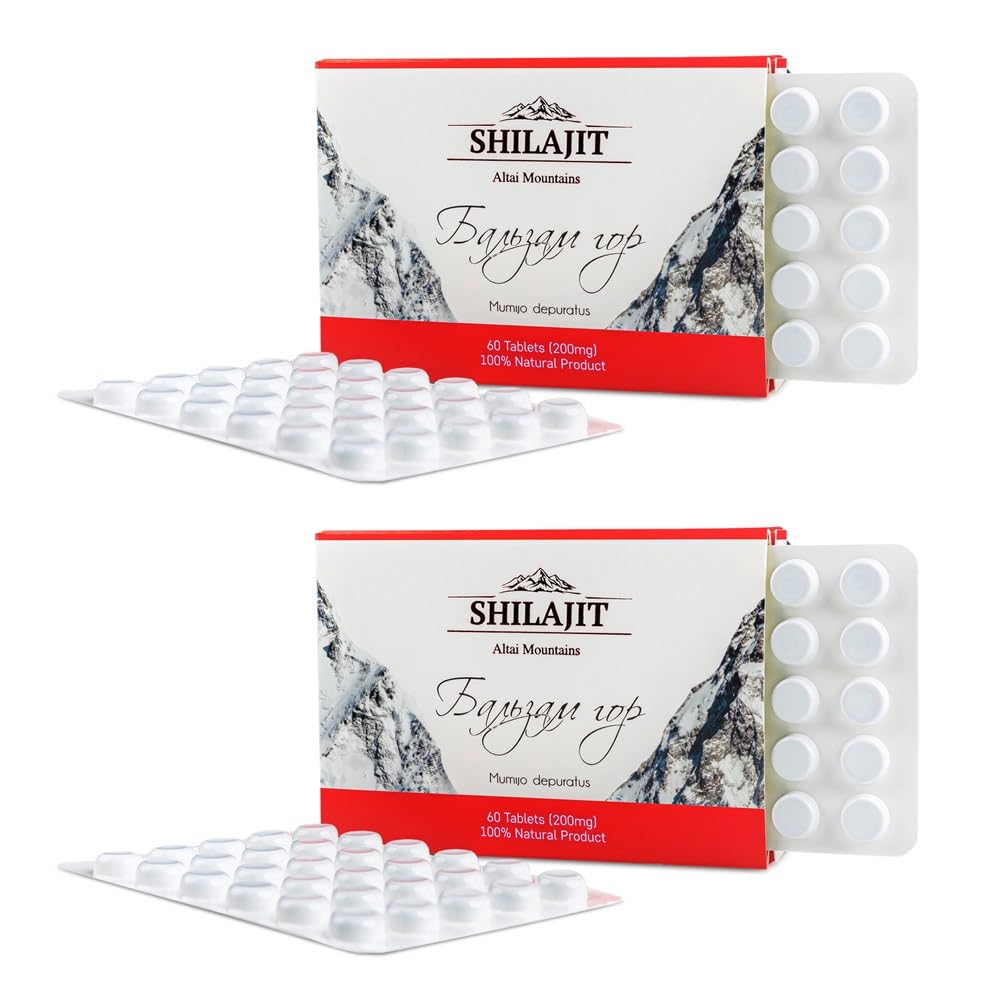 Altai Shilajit 120 Tablet Dağ Balsam Etiketi - Original Altai Sibirya 100% Pure Fulvic Acid ve Trace Minerals