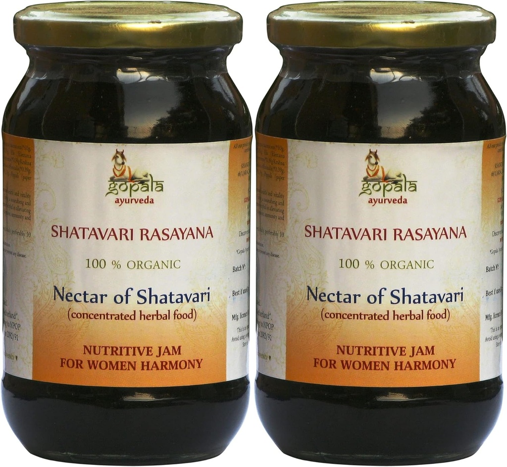 GOPALA AYURVEDA Shatavari Rasayana 250g - Ayurvedic Herbal Jam %100 USDA sertifikalı Organik Herbs (Pack of 2)