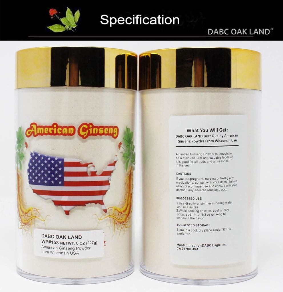 American Ginseng Root Powder from Wisconsin, DOL American Wisconsin Ginseng Slices Root for Tea Water, Shakes 0160 (8 Ουγγιά Ginseng Root Powder)