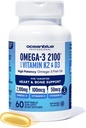 Oceanblue Professional Omega-3 2100 Vitamin K2 ve Vitamin D3-60 Kont - Triple Strength Burpless Fish Oil Omega-3 Supplement with EPA, DHA & DPA - Wild Caught - Orange Flavor, 30 Hizmet