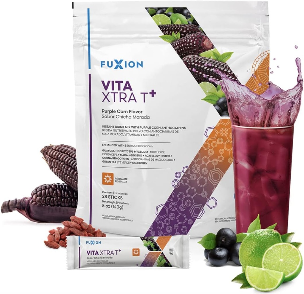 FuXion Health Care for Body Building-Fuxion Vita Xtra T, Natural Occurred Caffeine Energy Drink, All Natural Herbs&Fruits for Natural Energy (Vita Xtra T, 28 Sticks)