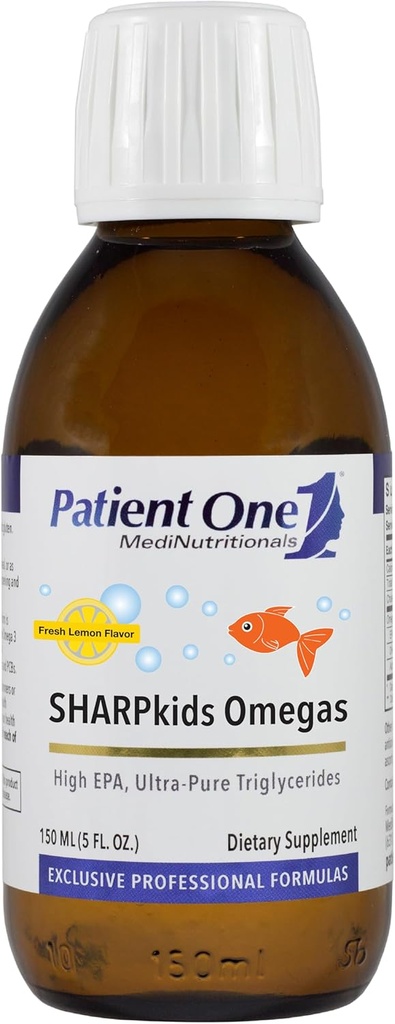 Hasta One SHARPkids Omegas Material | Supplement to Support Heart, Brain and Joint Health* | High-Potency Omega-3 Fish Oil | Lemon Flavor | 5 fl ozz