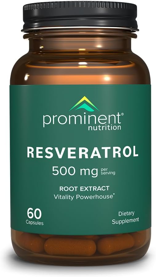 Prominent Beslenme Resveratrol Tamam, Anti-Aging ve Immune Support, 98 Pure Trans-Resveratrol Tamam, 500 mg, 30 Day Supply - 1 Pack