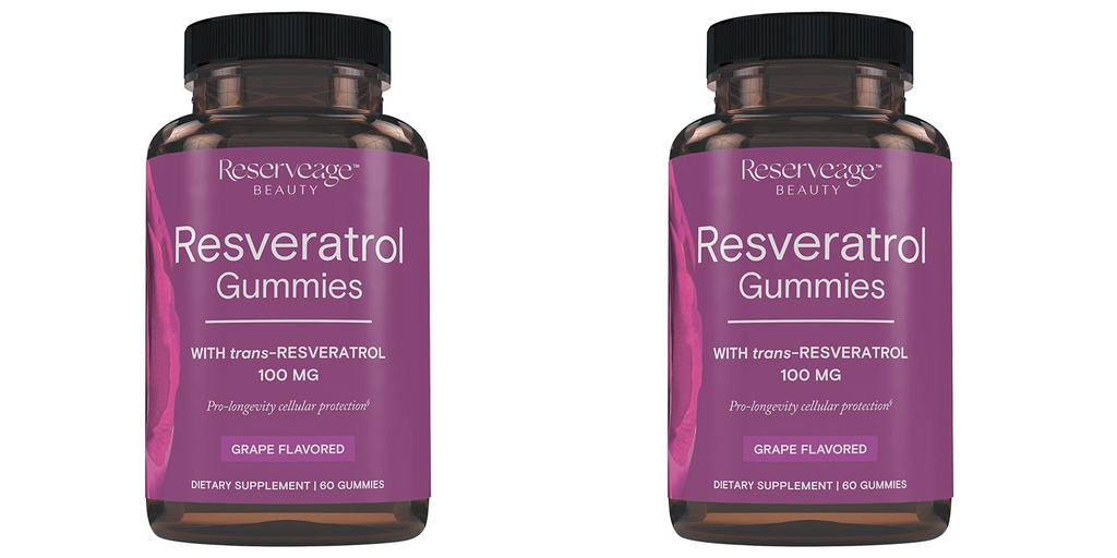 Vakumlu Güzellik- Resveratrol Gummies 100 mg, Kalp Sağlığı için Antioksi Supplement, Antioksi Supplement Desteği Sağlıklı Ağlama, Vegan - 2 Pack