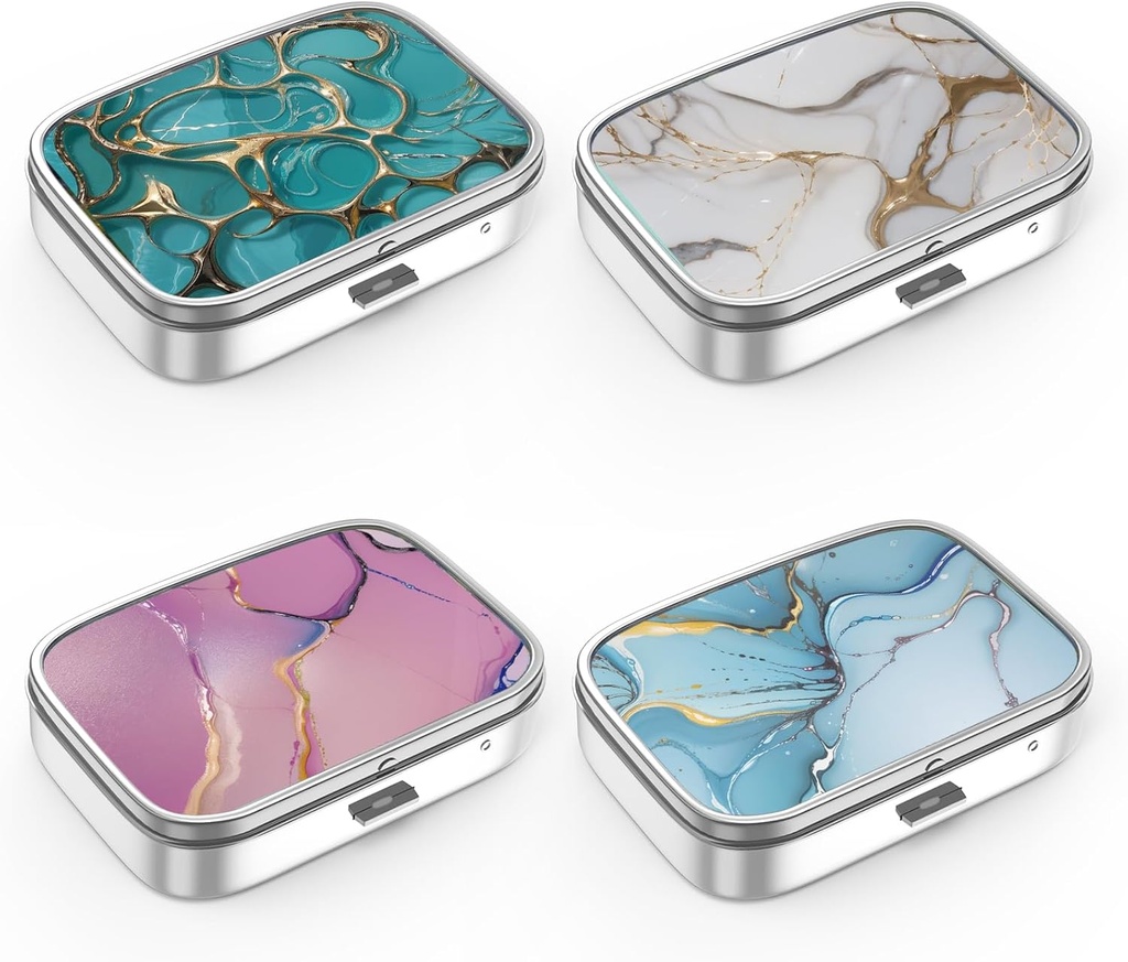 Pill Box 2 Karşılaştırma Tıp Pill Case, Pocket veya Purse Pill Box Dekoratif Metal Tıp Vitamini Organize Özel Hediye (4 Üretme)