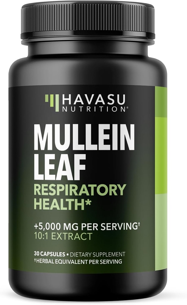 Respiratory Health için Mullein Leaf Capsules - 5000 mg Lung Support ve Immune Function - 30 Kont - Vegan, Non-GMO Capsules - Herbal Supplement for Daily Wellness - 1 Ay Supply