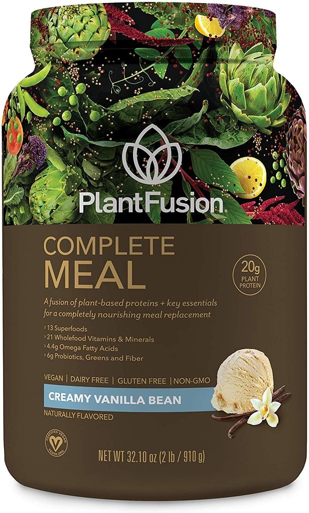PlantFusion Complete Meal Change Shake - Plant Based Protein Toz with Superfoods, Greens & Probiyotiks - Vegan, Gluten Free, Soy Free, Non-Dairy, No Sugar, Non-GMO - Vanilla 2 lb