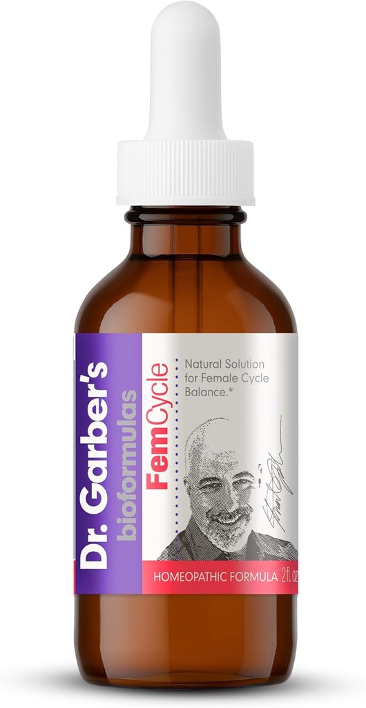 Dr. Garber'in Doğal Çözümleri Fem Cyle Oral Drops - Gemmoterapi Sıvı Supplement Hormonları ve Relieve PMS, PMDD, Hot Flashes, Menopause ve Menstrual Belirtileri - 60 ml
