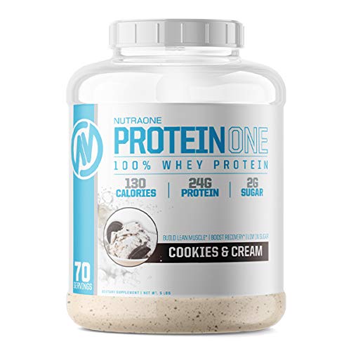 NutraOne ProteinOne Whey Protein Promote Promote Promote Promotion Recovery and Build Muscle with a Protein Shake Powder for Men & Women (Cookies & Cream, 5 LB)