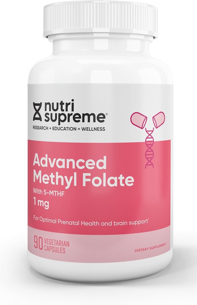 Nutri Supreme Advanced Torch Folate, Highly Absorbably Active Folate, 1 Mg, Easy One Per Day Vegetarian Capsules, 90 Count
