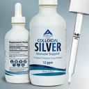 Nano Colloidal Silver Liquid για ανοσοποιητική υποστήριξη, 12 PPM Deionized Silver, 4 Oz γυάλινο μπουκάλι με μετρητή σταγονόμετρο, 24 εξυπηρετούν