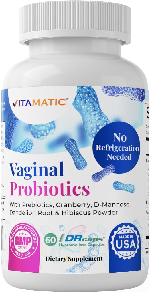 Thematic Vaginal Probiyotiks 20 Milyarlar Kadınlar için PH Denge & Odor Control with Prebiyotiks & Probiyotiks 60 DR Capsules - Cranberry, D-Mannose, Hibisucs & Dandelion