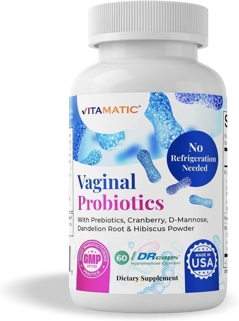 Vitamatic Κολπικά Προβιοτικά 20 Δισεκατομμύρια για γυναίκες pH Ισορροπία & Odor Έλεγχος με τα Πρεβιοτικά & Προβιοτικά 60 κάψουλες DR - Φτιαγμένα με Cranberry, D-Mannose, Hibisucs & Dandelion