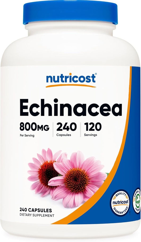Nutricost Echinacea 800 mg, 240 Capsules - Vegetarian Caps, Non GMO, Gluten Free, 120 Hizmetler