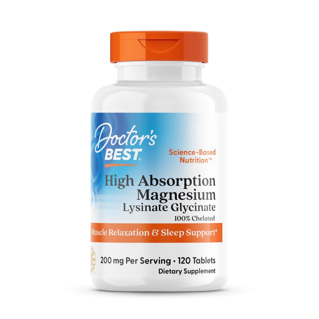 Doktor'un En İyi Yüksek Abhidroryum Glycinate Lysinate Supplement -% 100 Chelated for maximum Abhidrorpsiyon - Magnezyum Uyku ve Kas Rahatlama için - 200 Mg