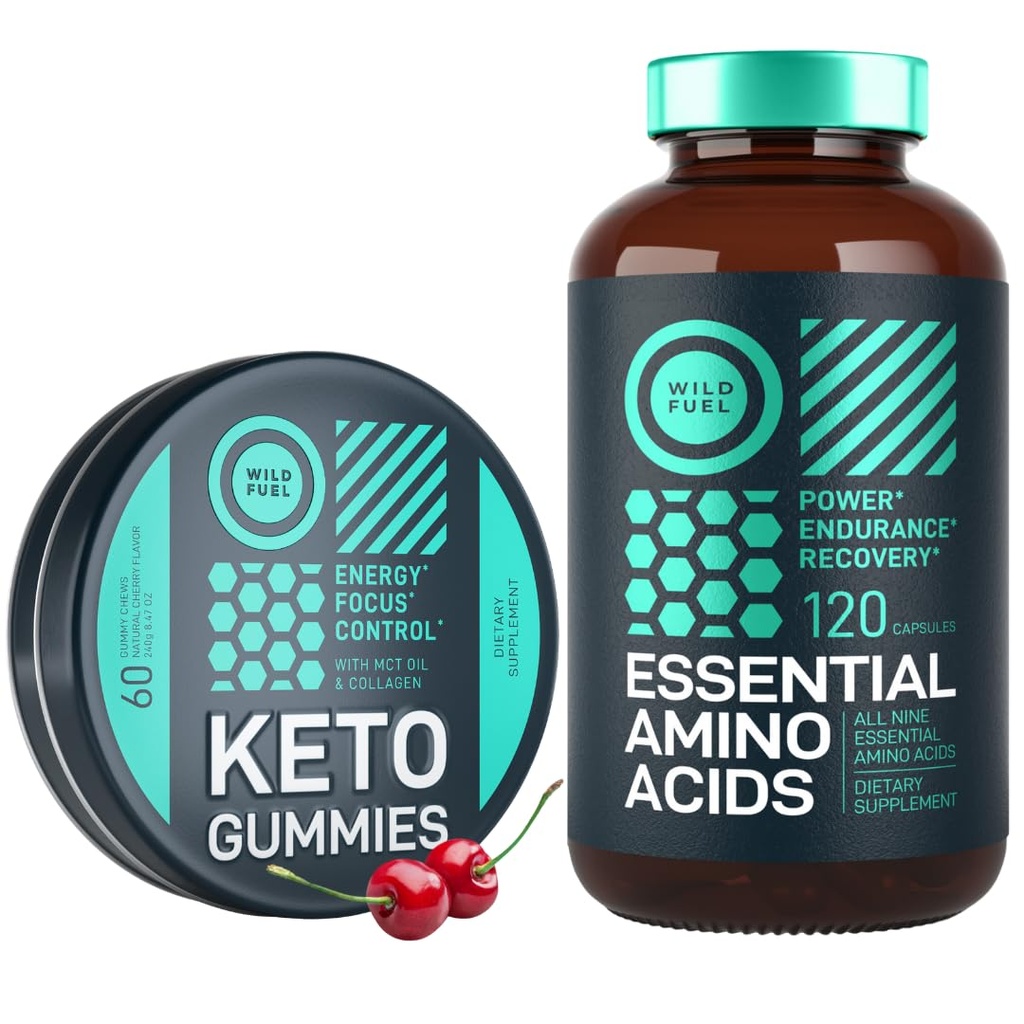WILD FUEL Essential Amino Acid Supplement και Keto Candy MCT Oil Keto Gummies Ενέργεια, δύναμη και δέσμη αποκατάστασης