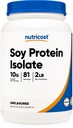 Nutricost Soy proteini Isolate Toz, 2 LB Unflavored - Serviste 10 Protein Gramleri, Vegan, GMO-Free & Gluten Free