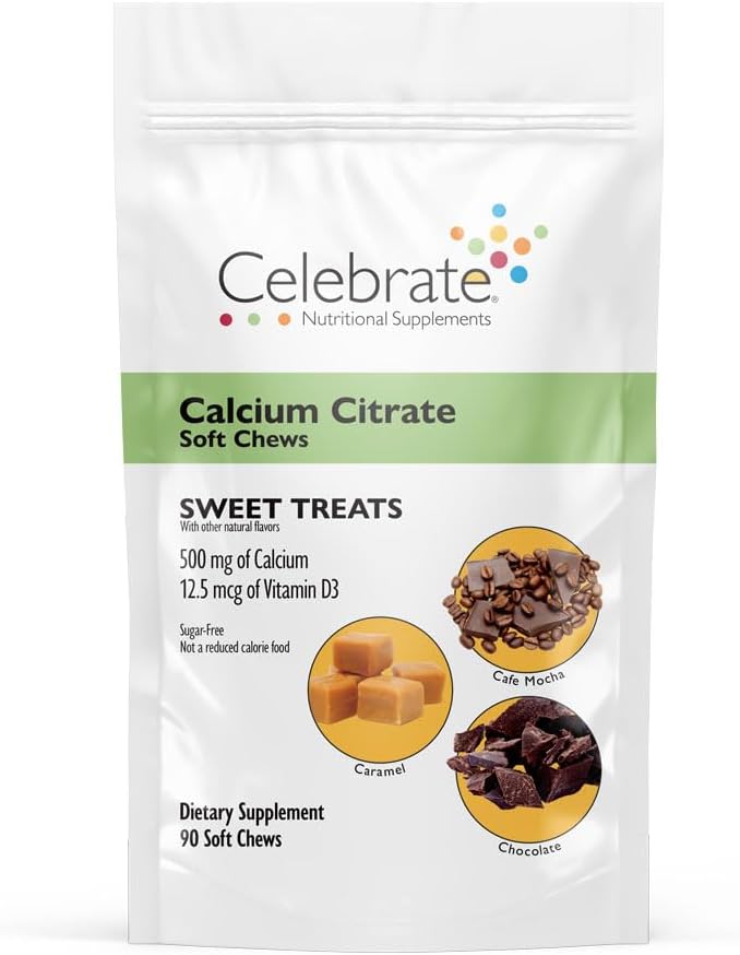 D3, 500 mg, Sugar-Free & Gluten-Free Food Citrate for Bariatric Hastaları için, Sweet Treats, 90 Count