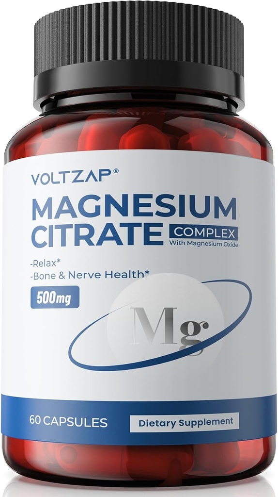 Magnezyum Citrate Capsules 500 mg Supplement: For Constipation & Health Sleep Support Highly Absorbable Magnezyum Element Supplement Complex for Muscle & Digestion Support - Non-GMO & Gluten Free