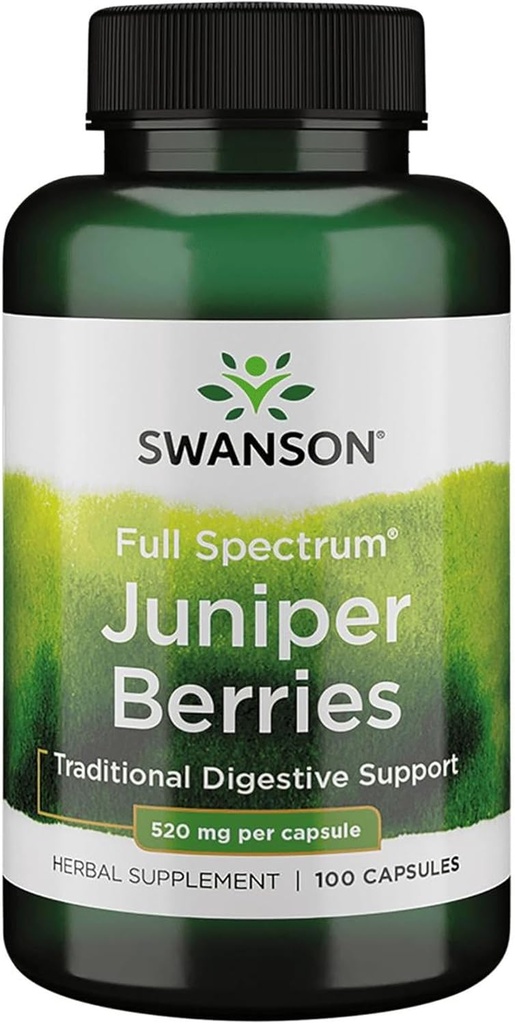 Swanson Juniperß Digestive Immune System Health Fiber Herbal Supplement 520 mg 100 Capsules (Caps)