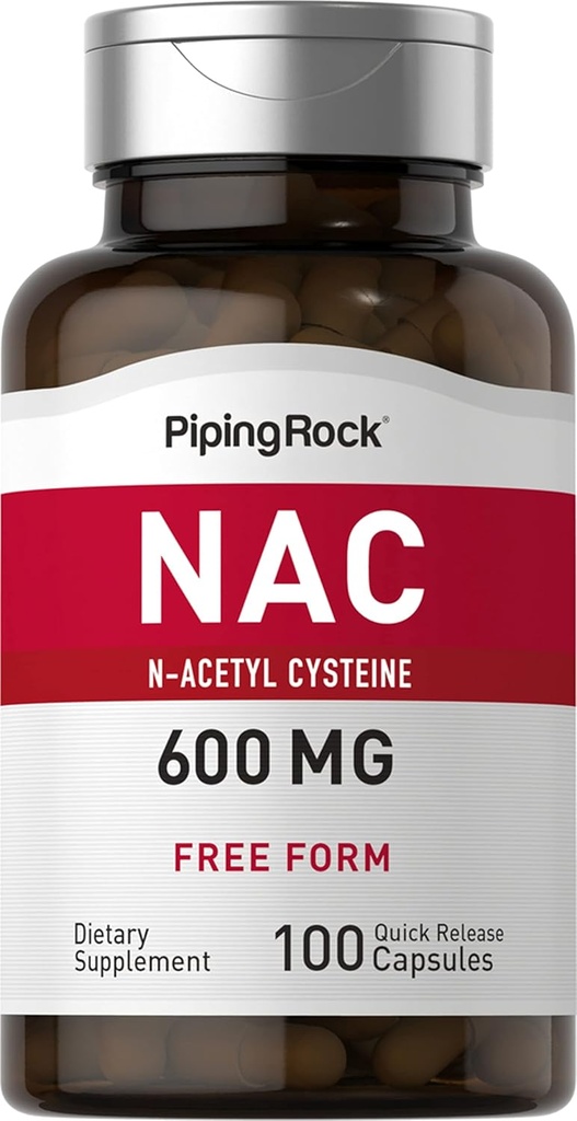 Piping Rock NAC Supplement N-Acetyl Cysteine | 600 mg | 100 Capsules | Free Form Pills | Non-GMO, Gluten Free Supplement Supplement Supplement