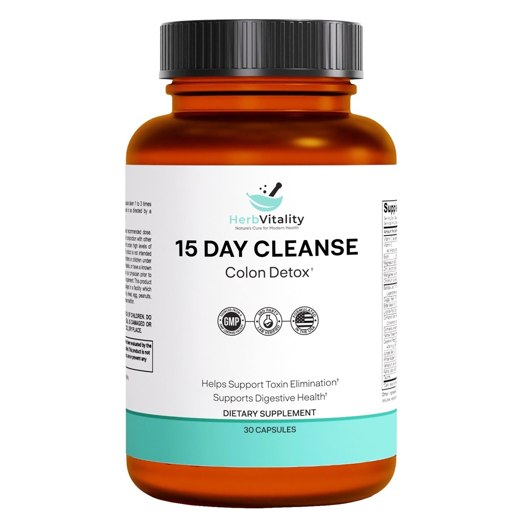 15Day Colon Cleanse – Detox & Gut Health Support with Probiyotiks, Aloe Vera, Licorice Root & Psyllium Husk – Supports Digestive, Immune ve Kidney Health for Men & Women