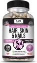 Kaya Naturals Hair Skin Capsules BIOTIN Vitamin D Vitamin B-12 A Folic Asit Desteği, Saç Destek Vitamini Tamam - 180