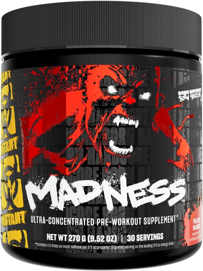 Mutant Deli | Pre Workout Toz Tamam Performansı ve Pump Mix L-Citrulline, Beta-Alanine, Taurine, L-Tyrosine | 30 Hizmet | Peach Mango