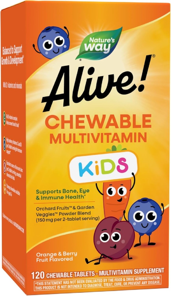 Alive! Çocukların Multi-Vitamin Chewable - Nature's Way tarafından 120 Chewable Tablet
