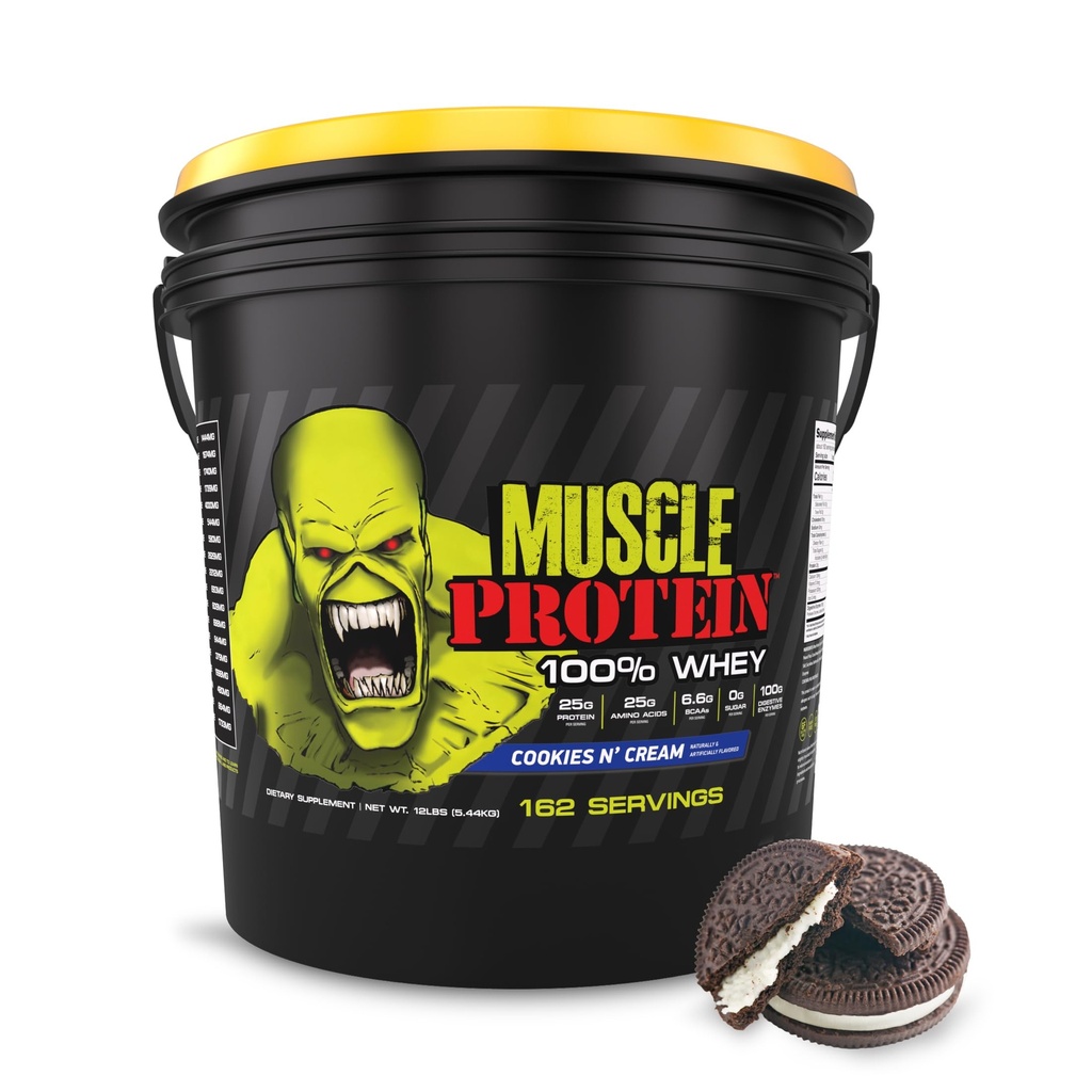 COLOSSAL LABS Muscle Whey Protein Flavored Protein Toz, 25.000 mg Amino Asits/Serving, Cold Filtered (Pazar Mayıs Vary) (12 Pound (Bucket), Cookies & Cream)