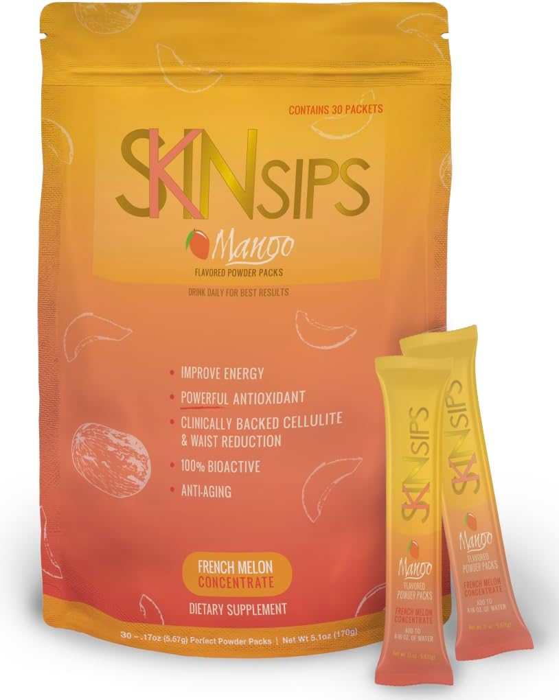 Skin Health & Energy Boost Drink Mix- Sugar Free, SOD B (TM), Fransız Melon Yoğunluğundan Antioksiler, Go Stick Packs, Mango, 10 Packs,