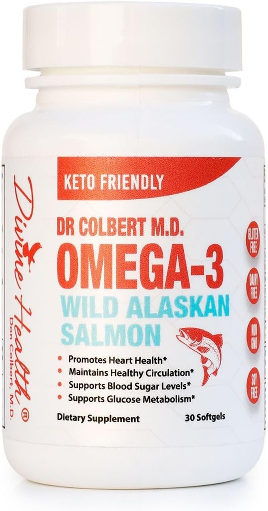 Dr.Colbert's Wild Alaskan Salmon Omega-3 Omega-3, DHA & EPA - Dr. Don Colbert tarafından formüle edilmiştir.