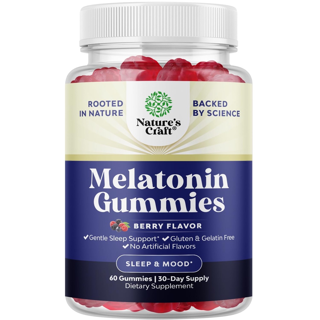 Melatonin 5 mg Natural - Gelatin Free ve Halal Melatonin Gummies 5 mg Sleep Supplement for Yetişkinler için - Berry Sleep Gummies for Yetişkinler Fall Asleep Faster with Natural Flavors and Colors 60ct